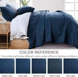 Navy Blue Embossed Haven Bedspread Coverlet 3 Piece Set