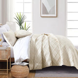 Beige Quilted Royale Bedspread Coverlet 3 Piece Set