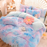 Blue Plush Arabelle Leaf Quilt / Doona / Duvet Cover set