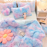 Blue Plush Arabelle Leaf Quilt / Doona / Duvet Cover set
