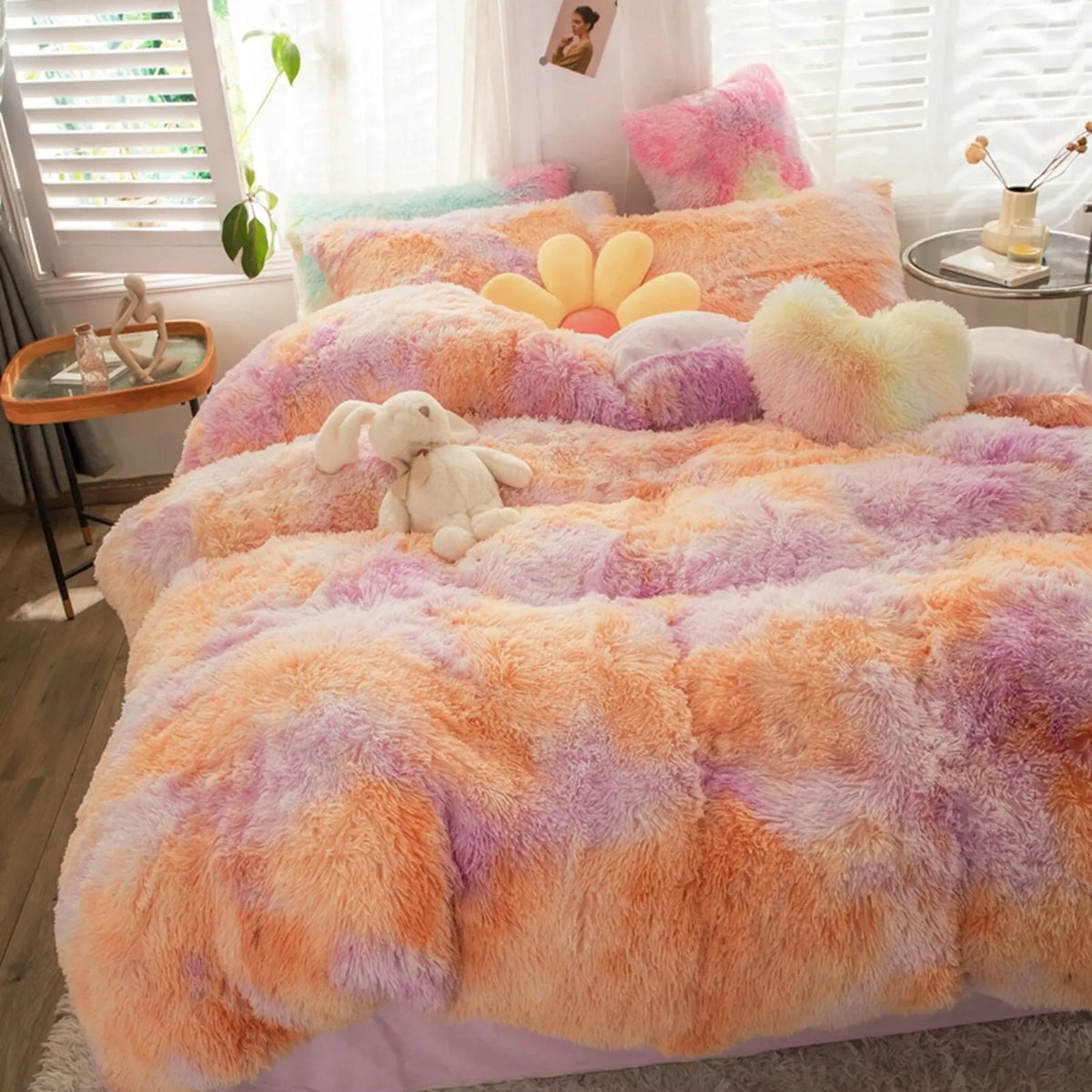 Peach Lilac Cloud Plush Quilt / Doona / Duvet Cover set
