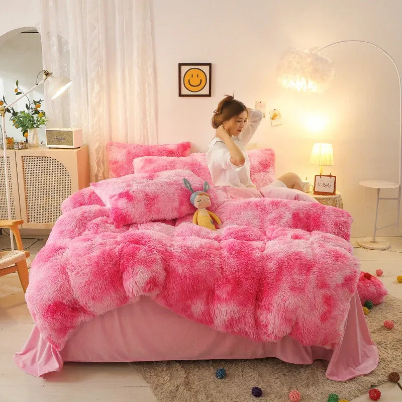 Pink Plush Ophelia Botanical Quilt / Doona / Duvet Cover set