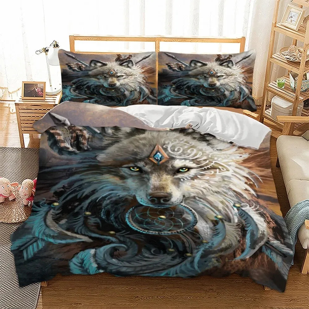 Tribal Wolf Dreamcatcher Quilt / Doona / Duvet Cover set