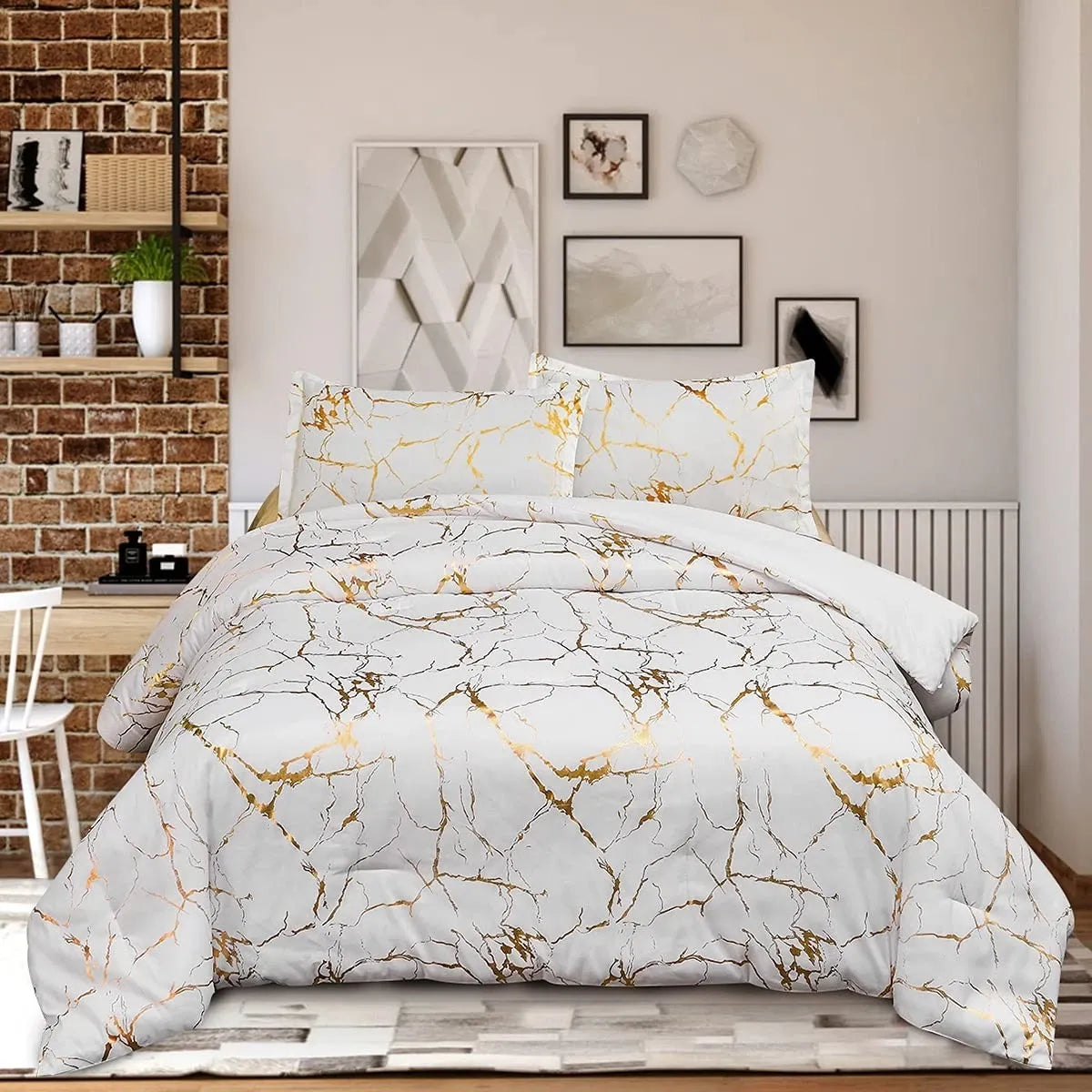 White Golden Nordic Atelier Quilt / Doona / Duvet Cover set