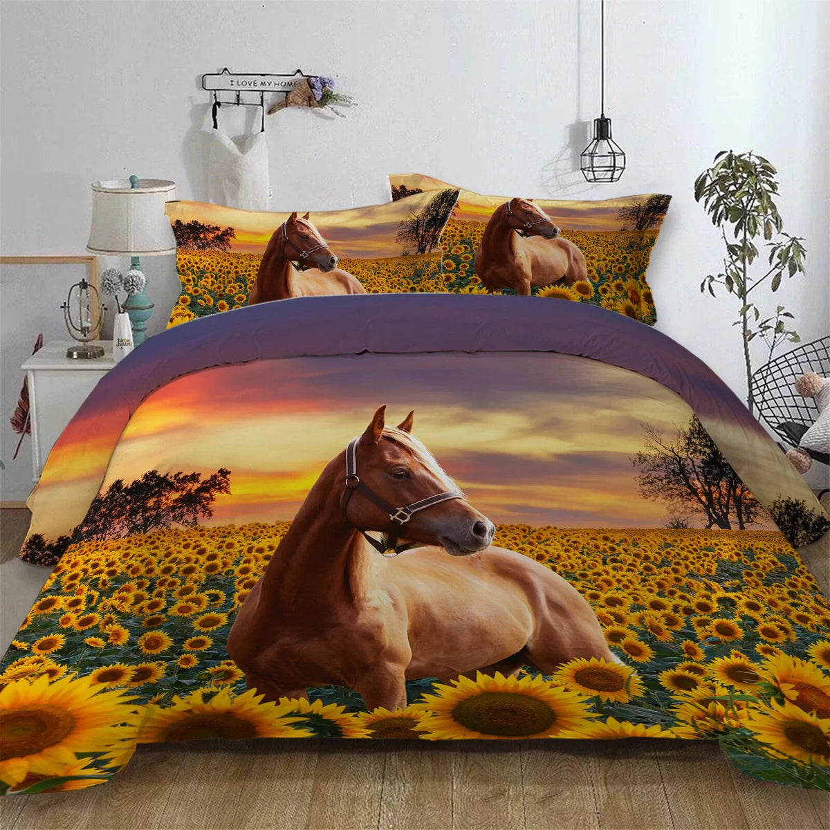 Horse Sunflowers Verona Elegance Quilt / Doona / Duvet Cover set