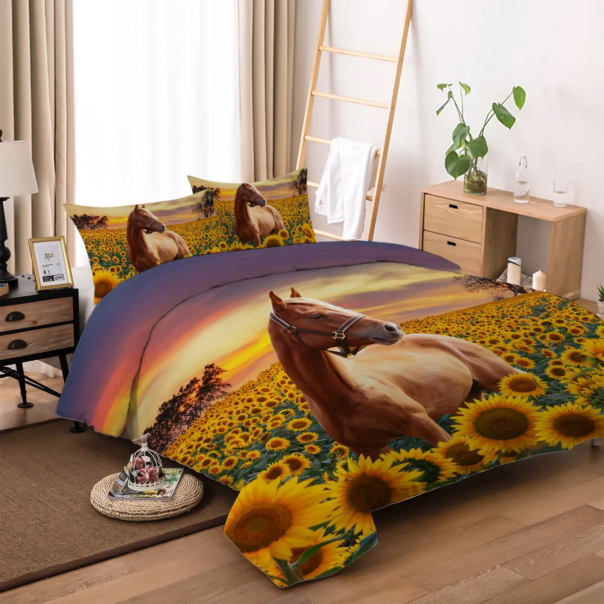 Horse Sunflowers Verona Elegance Quilt / Doona / Duvet Cover set