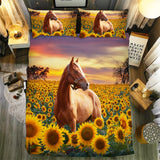 Horse Sunflowers Verona Elegance Quilt / Doona / Duvet Cover set