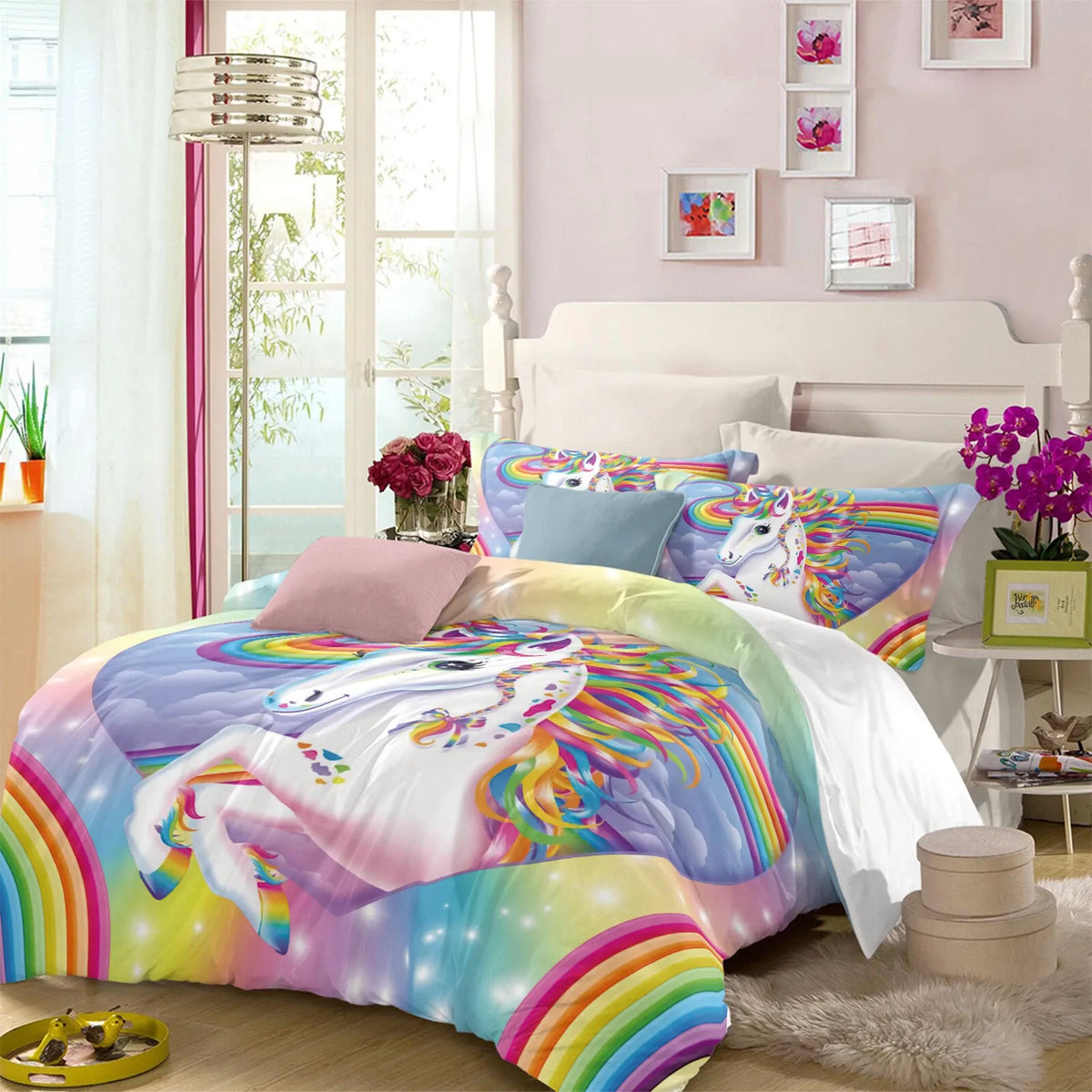 Unicorn Rainbow Sorrento Charm Quilt / Doona / Duvet Cover set