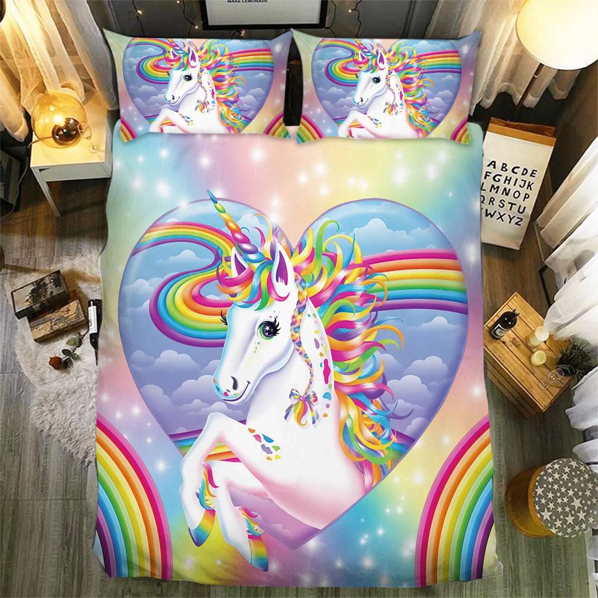 Unicorn Rainbow Sorrento Charm Quilt / Doona / Duvet Cover set