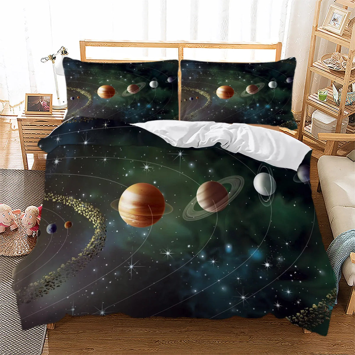 Galaxy Orbit Planets Quilt / Doona / Duvet Cover set