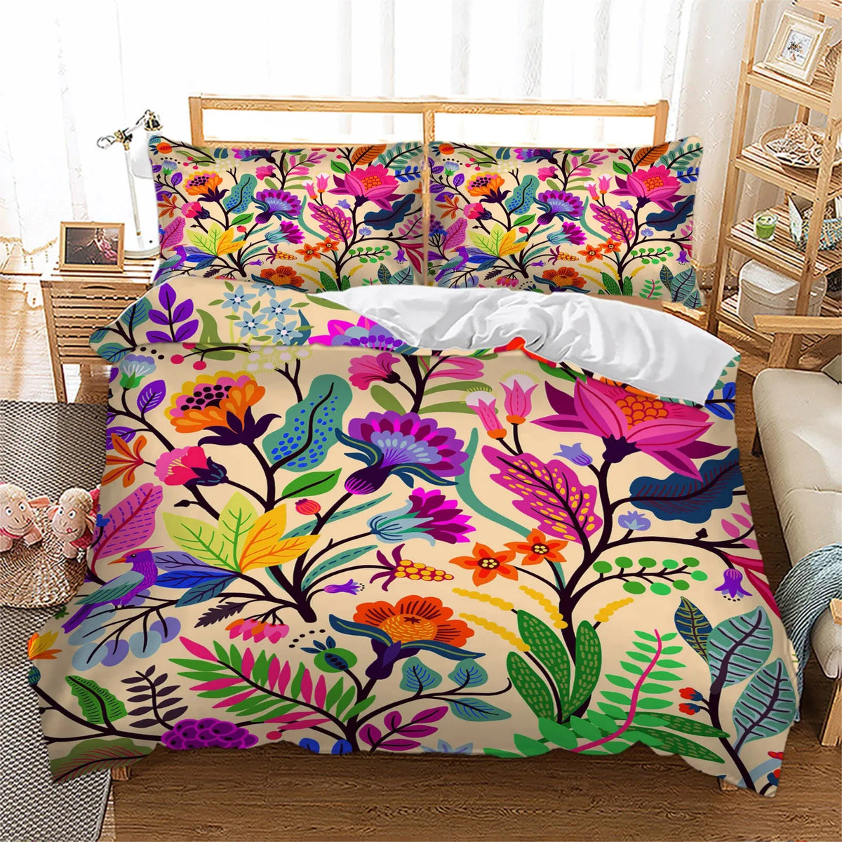 Vibrant Botanical Garden Quilt / Doona / Duvet Cover set