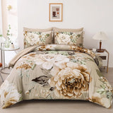 Beige Bloom Lumiere Heritage Quilt / Doona / Duvet Cover set