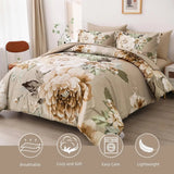 Beige Bloom Lumiere Heritage Quilt / Doona / Duvet Cover set
