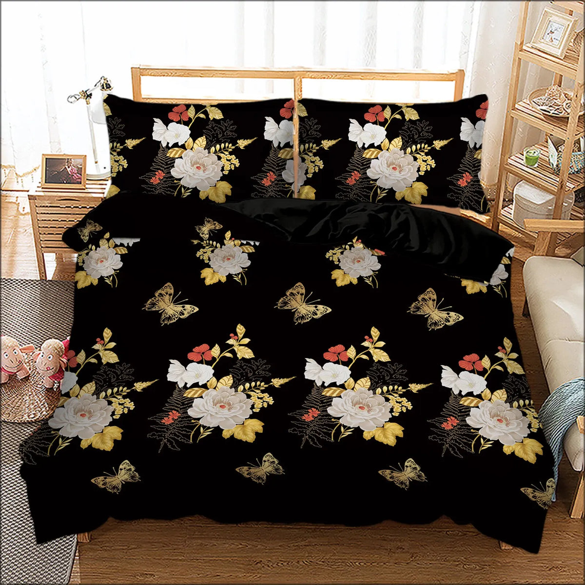 Black Sorrento Marigold Quilt / Doona / Duvet Cover set