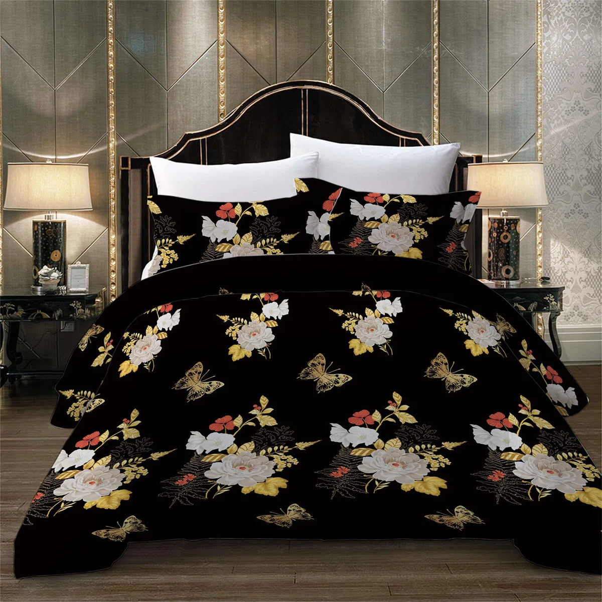 Black Sorrento Marigold Quilt / Doona / Duvet Cover set