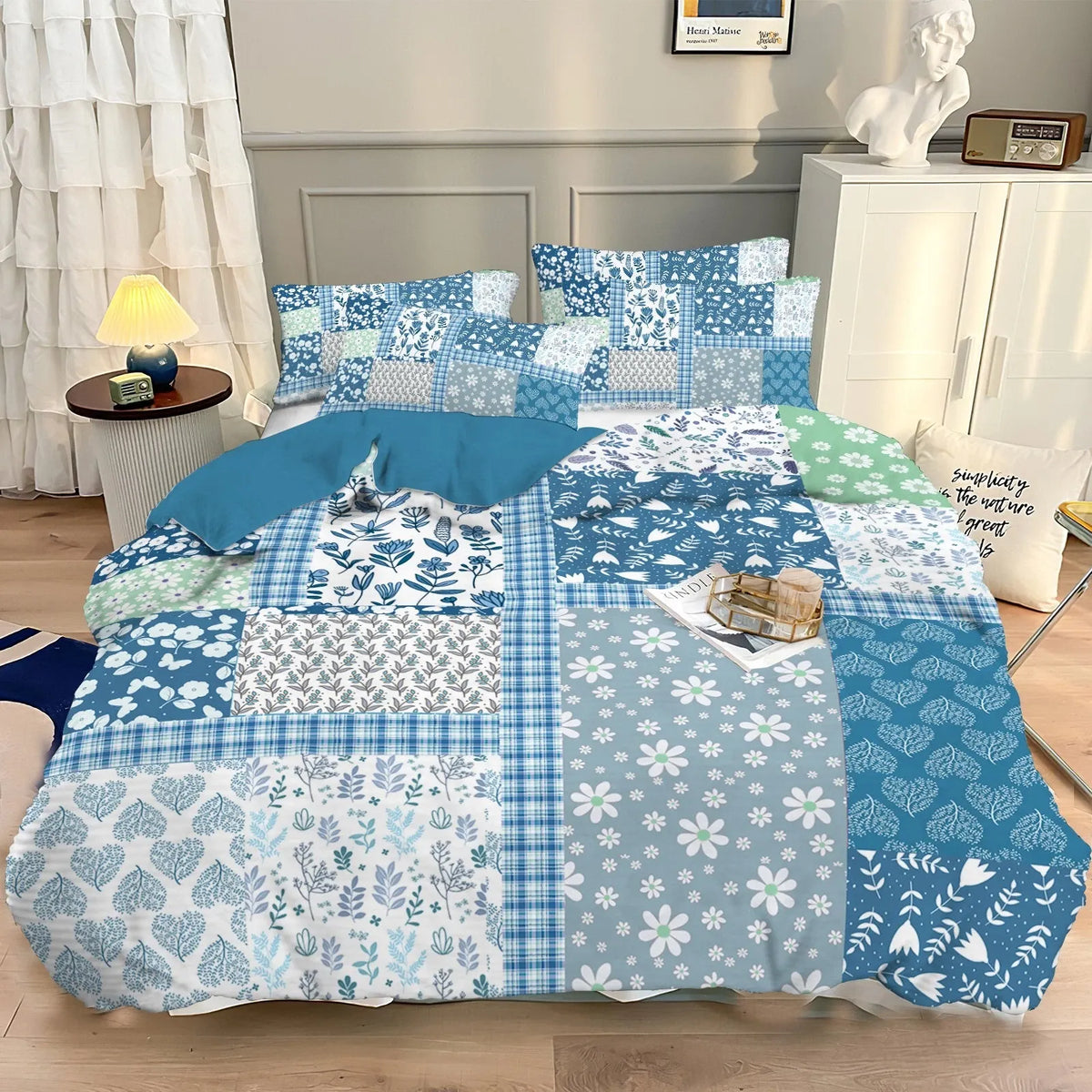 Green Flower Vienna Willow Quilt / Doona / Duvet Cover set