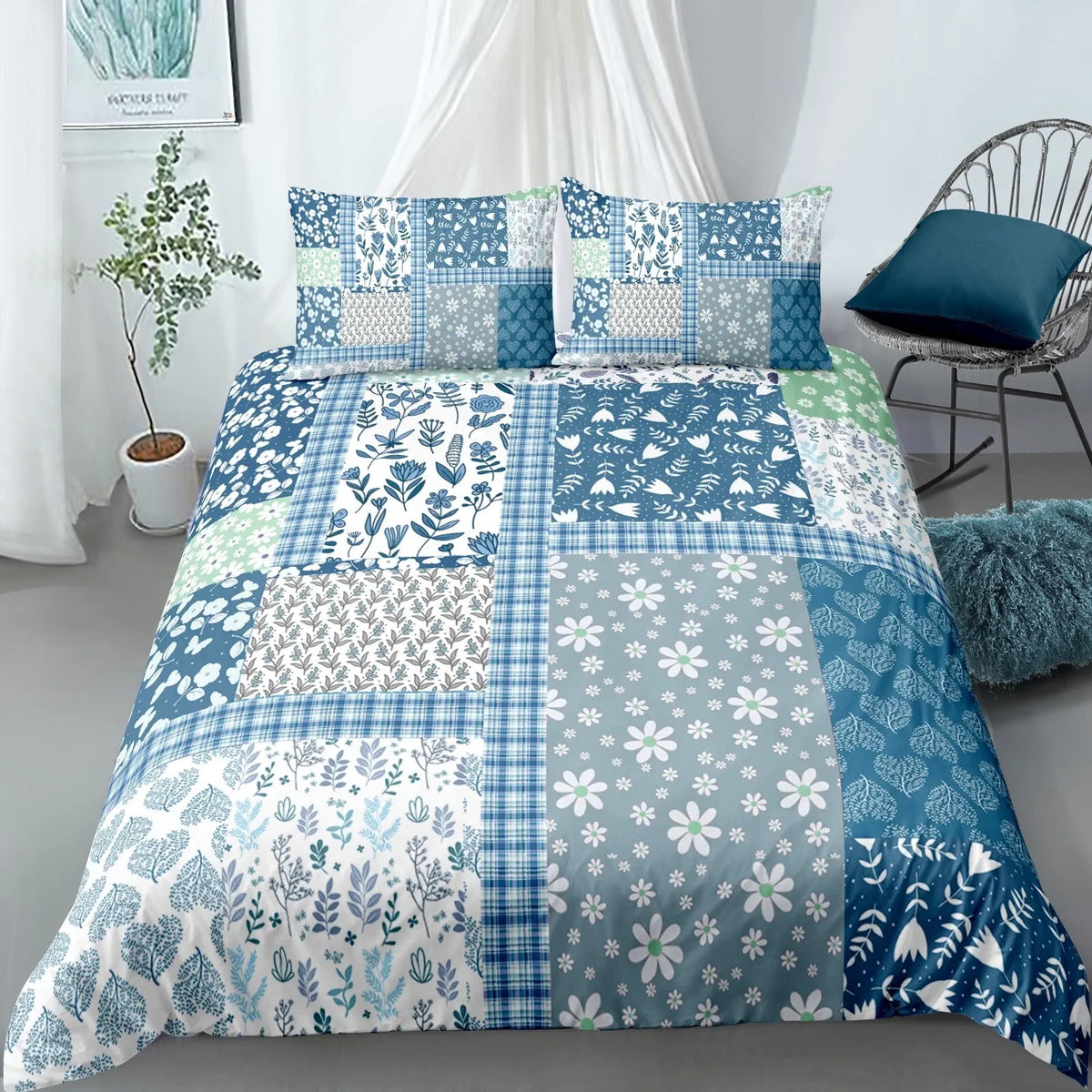 Green Flower Vienna Willow Quilt / Doona / Duvet Cover set