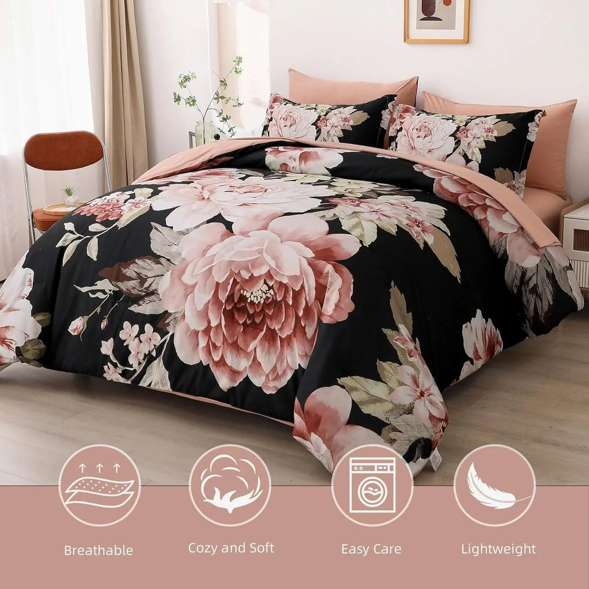 Black Maribel Marigold Quilt / Doona / Duvet Cover set