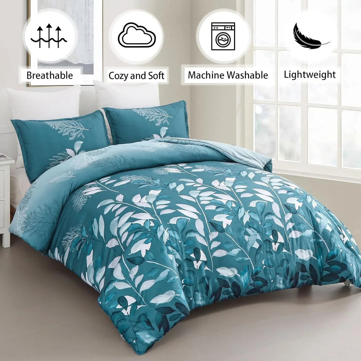 Teal Foglia Willow Haven Quilt / Doona / Duvet Cover set