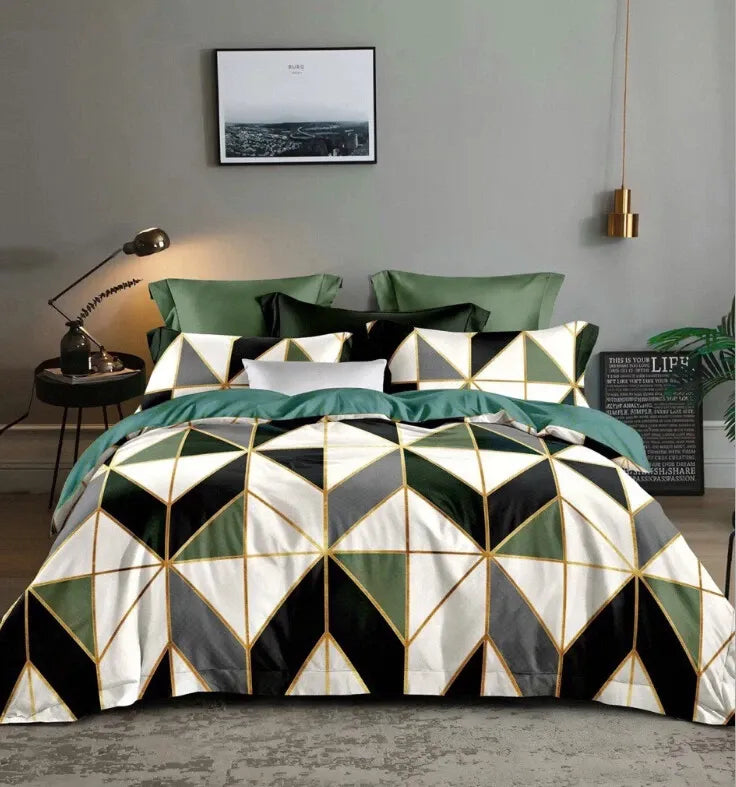 Geometry Brown Seville Marigold Quilt / Doona / Duvet Cover set