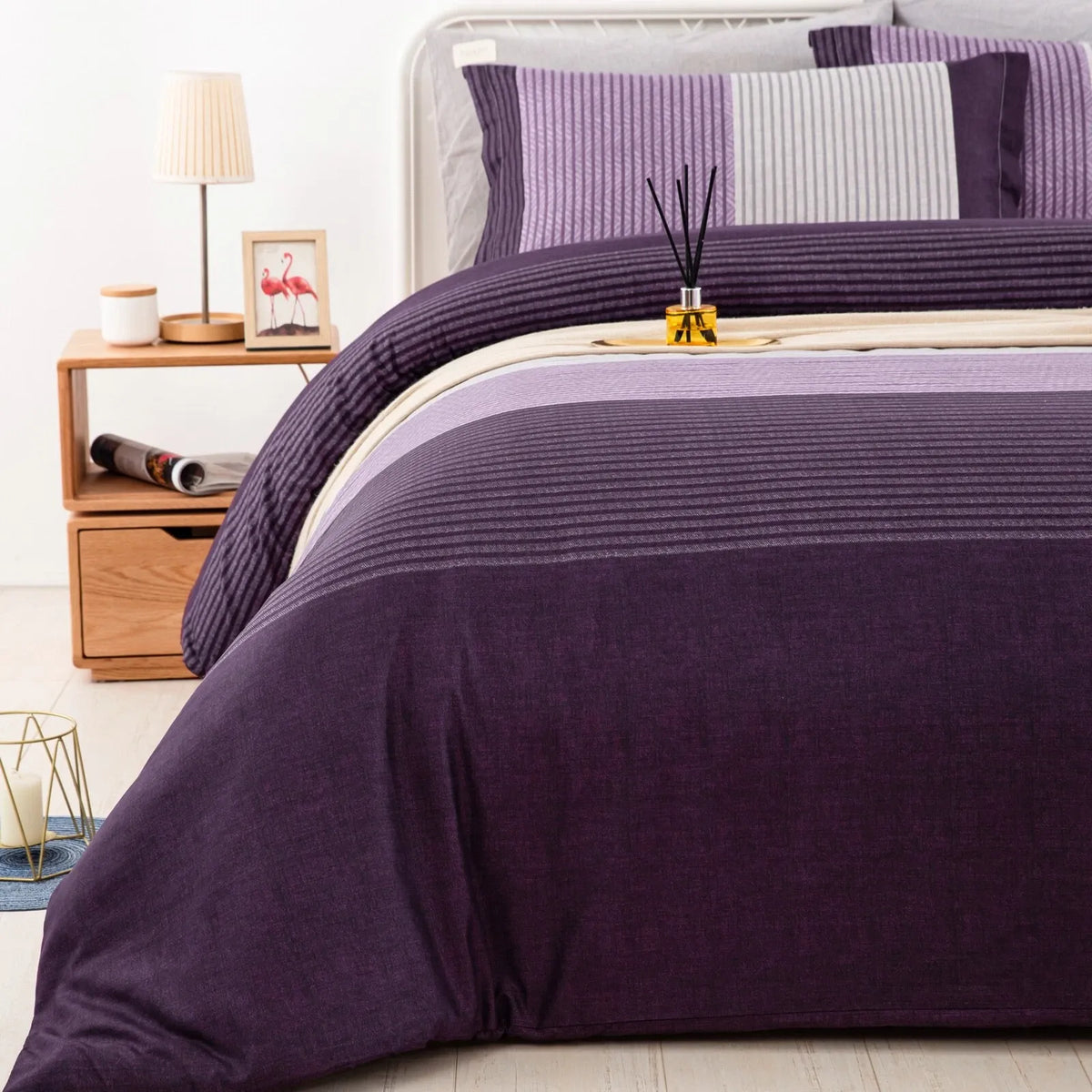 Gray Purple Amalfi Gallery Quilt / Doona / Duvet Cover set
