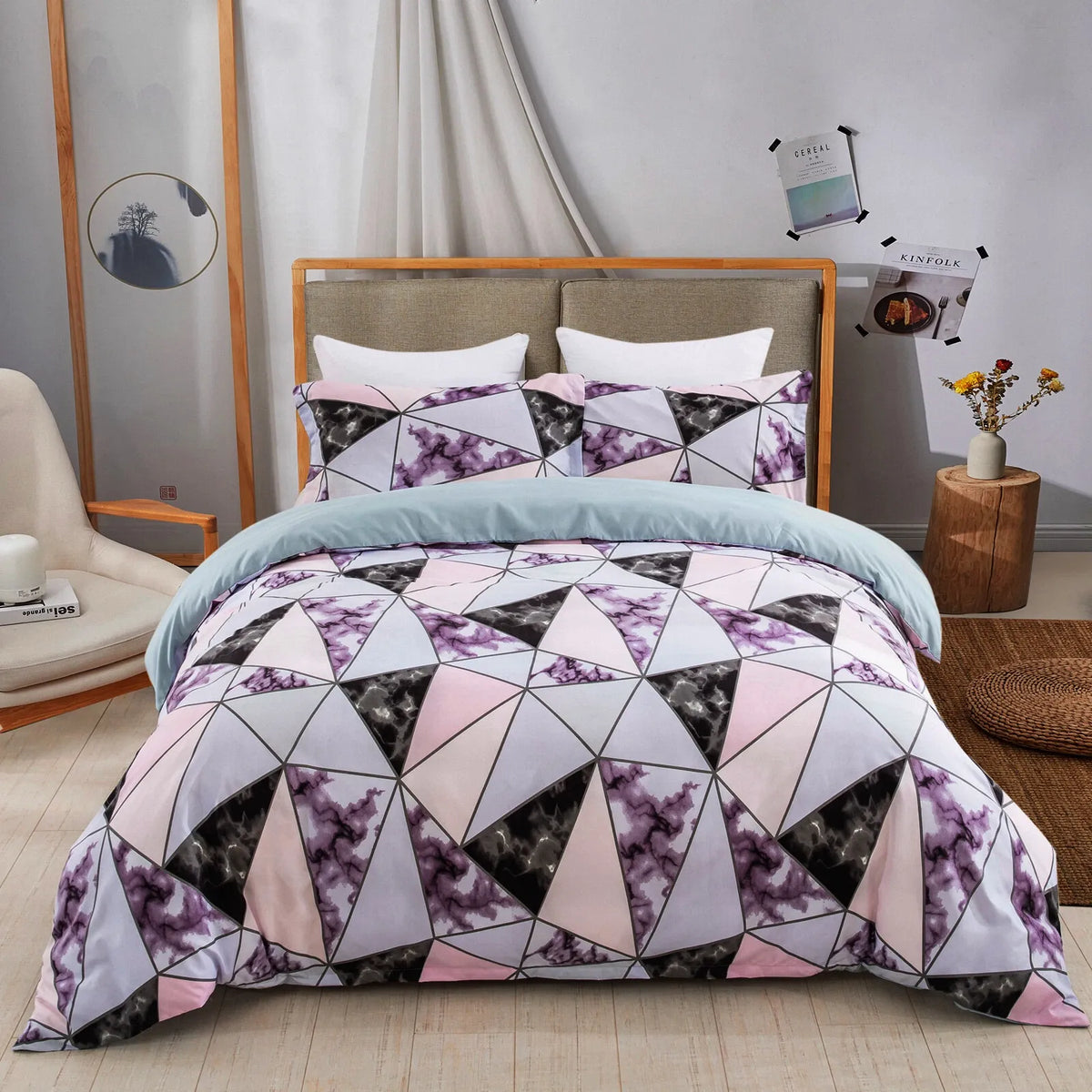 Stripe Madeira Dahlia Quilt / Doona / Duvet Cover set