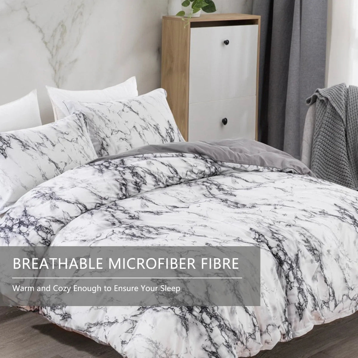 Gray Marbled Como Serenity Quilt / Doona / Duvet Cover set