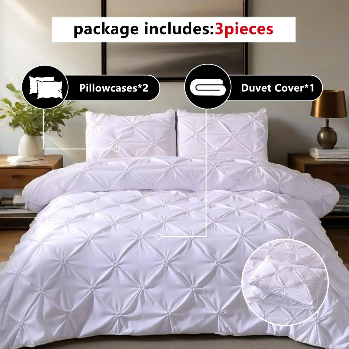 White Lucerne Bloomscape Quilt / Doona / Duvet Cover set