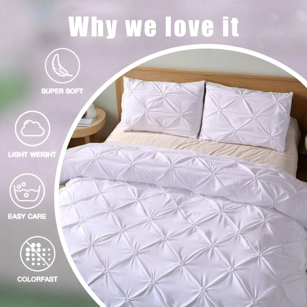 White Lucerne Bloomscape Quilt / Doona / Duvet Cover set