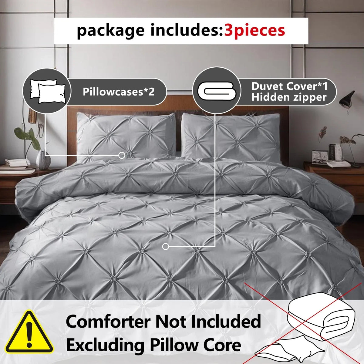 Grey Lorette Marigold Quilt / Doona / Duvet Cover set