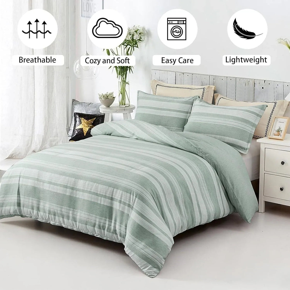 Bohemian Striped Margaux Bloomscape Quilt / Doona / Duvet Cover set