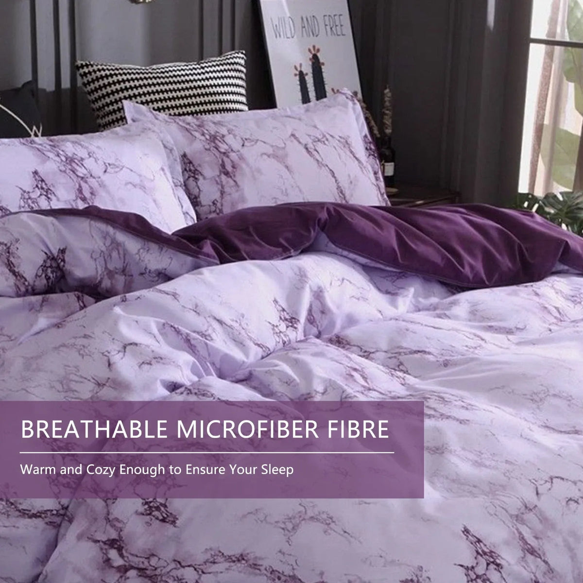 Purple Marbled Catalina Serenity Quilt / Doona / Duvet Cover set