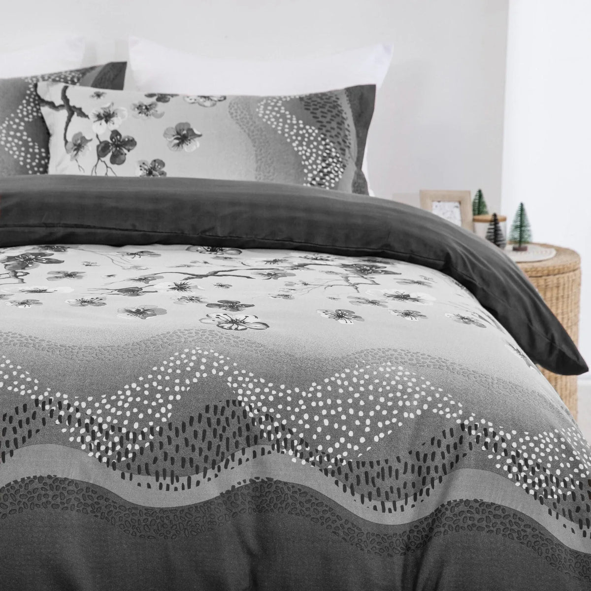 Grey Stripe Aveline Elegance Quilt / Doona / Duvet Cover set