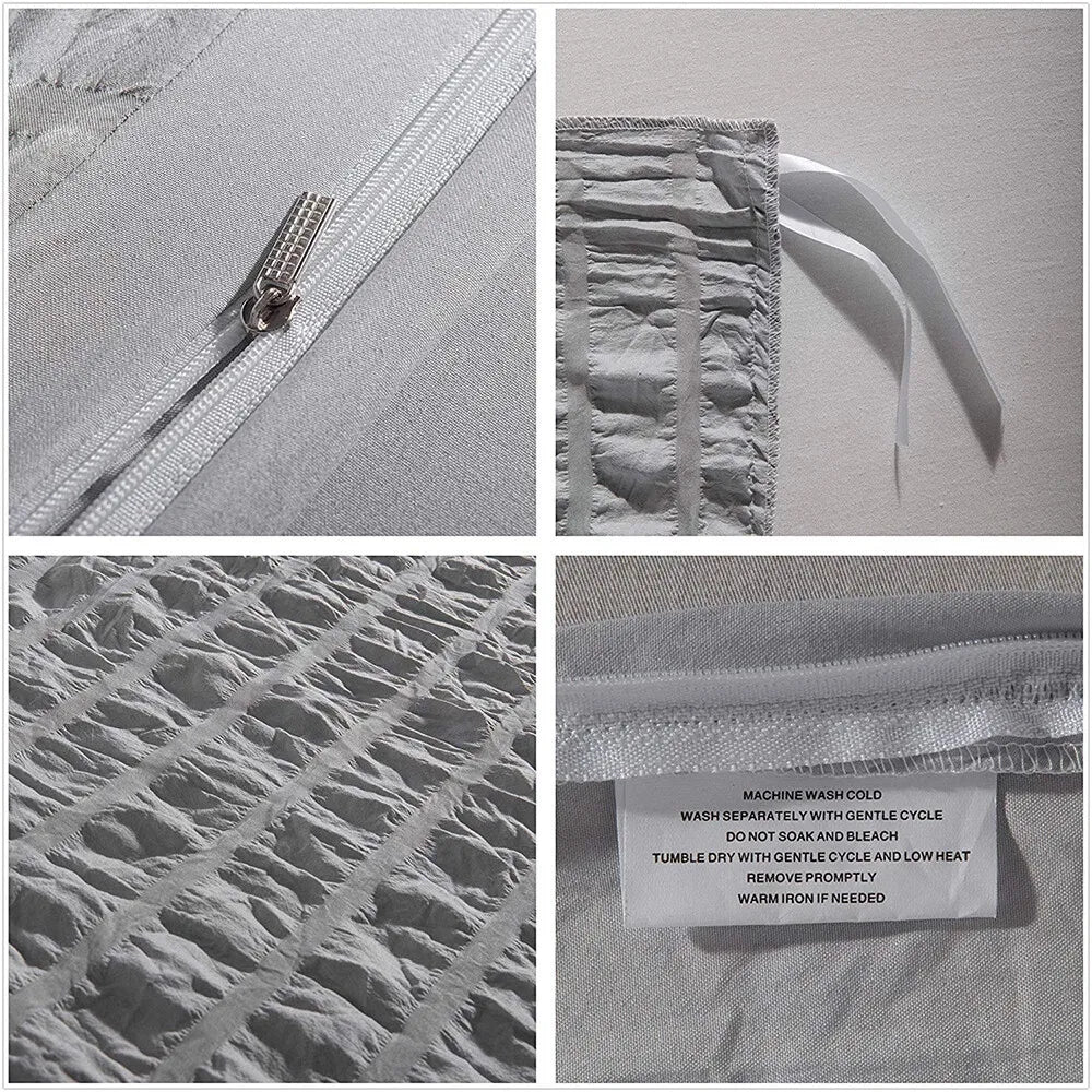 Seersucker Grey Savoy Dahlia Quilt / Doona / Duvet Cover set