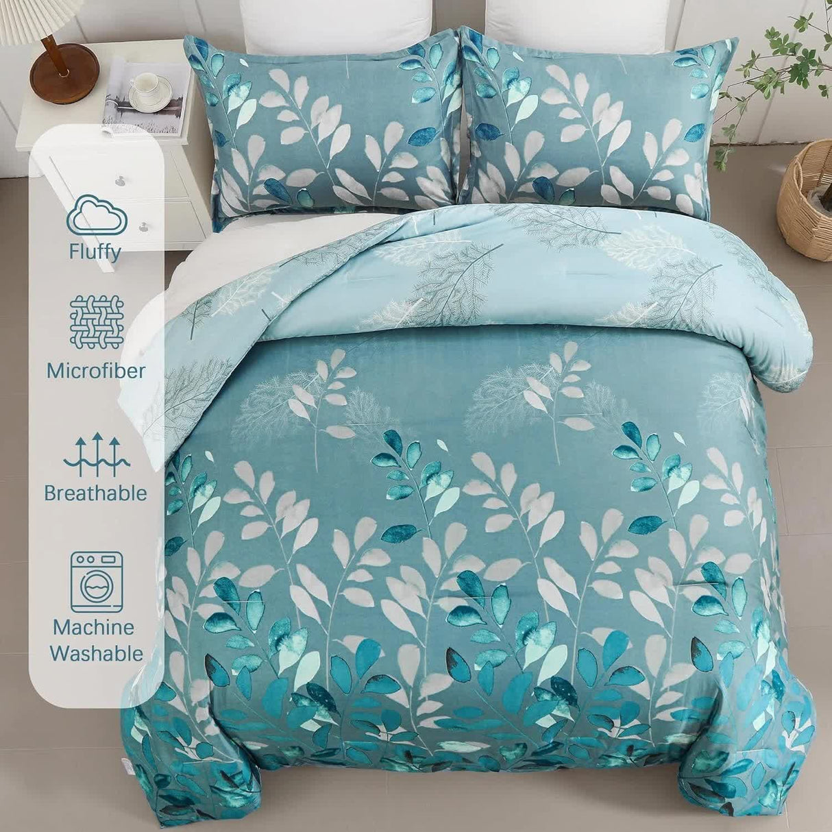 GlowUp Bedroom Teal Comforter – 3‑Piece Insta‑Aesthetic Set