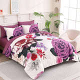 Magenta Purple Rose Garden Comforter Quilted Doona Set