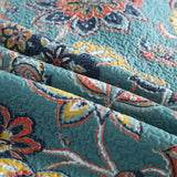 100% Cotton Teal Floralia Garden Coverlet Bedspread Set
