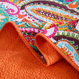 100% Cotton Coral Rainbow Paisley Coverlet Bedspread Set