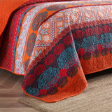100% Cotton Rust Sapphire Boho Floral Coverlet Bedspread Set