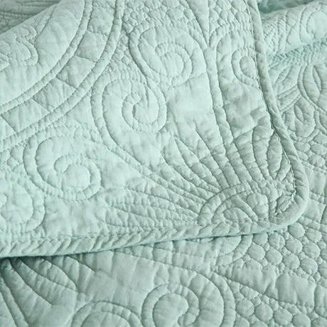 100% Cotton Embossed Aqua Medallion Serenity Coverlet Bedspread Set