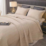 100% Cotton Embossed Taupe Linear Luxe Coverlet Bedspread Set