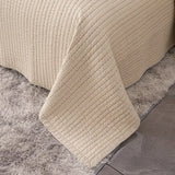 100% Cotton Embossed Taupe Linear Luxe Coverlet Bedspread Set