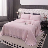 100% Cotton Embossed Pink Fringe Dream Coverlet Bedspread Set