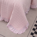 100% Cotton Embossed Pink Fringe Dream Coverlet Bedspread Set