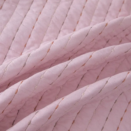 100% Cotton Embossed Pink Stripe Serenity Coverlet Bedspread Set