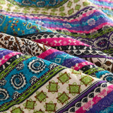 100% Cotton Violet Lagoon Floral Stripe Coverlet Bedspread Set