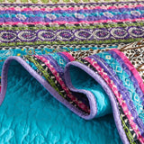 100% Cotton Violet Lagoon Floral Stripe Coverlet Bedspread Set