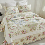 100% Cotton Ivory Cottage Rose Coverlet Bedspread Set