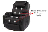 Recliner Lift Heat Massage Armchair Sofa Leather 2 Motor Chair Black