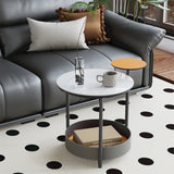 Luxury Marble Top End Table Microfiber Leather Accent Bedside Table Living Room